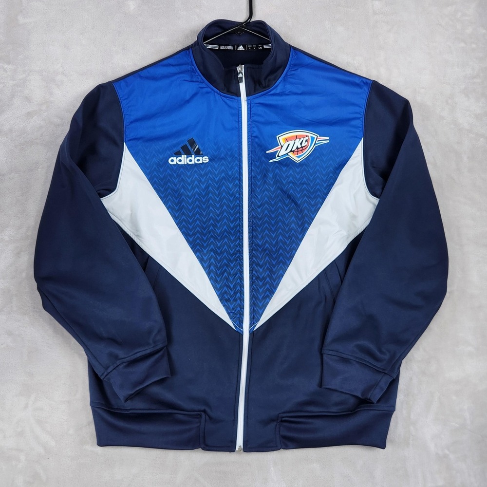 Oklahoma City Thunder Jacket Mens Large Blue NBA Basketball Adidas Full Zip